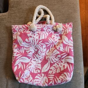 Like New Pink Tropical Tote Bag